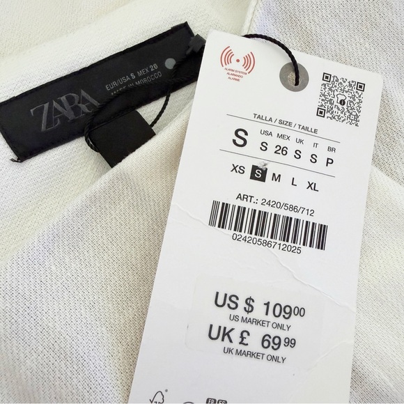 NWT ZARA LINEN BLEND PLEATED PANTS ZW COLLECTION Ecru Size S - Picture 12 of 12